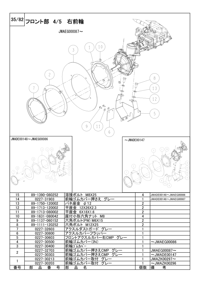 フロント部 4/5 右前輪