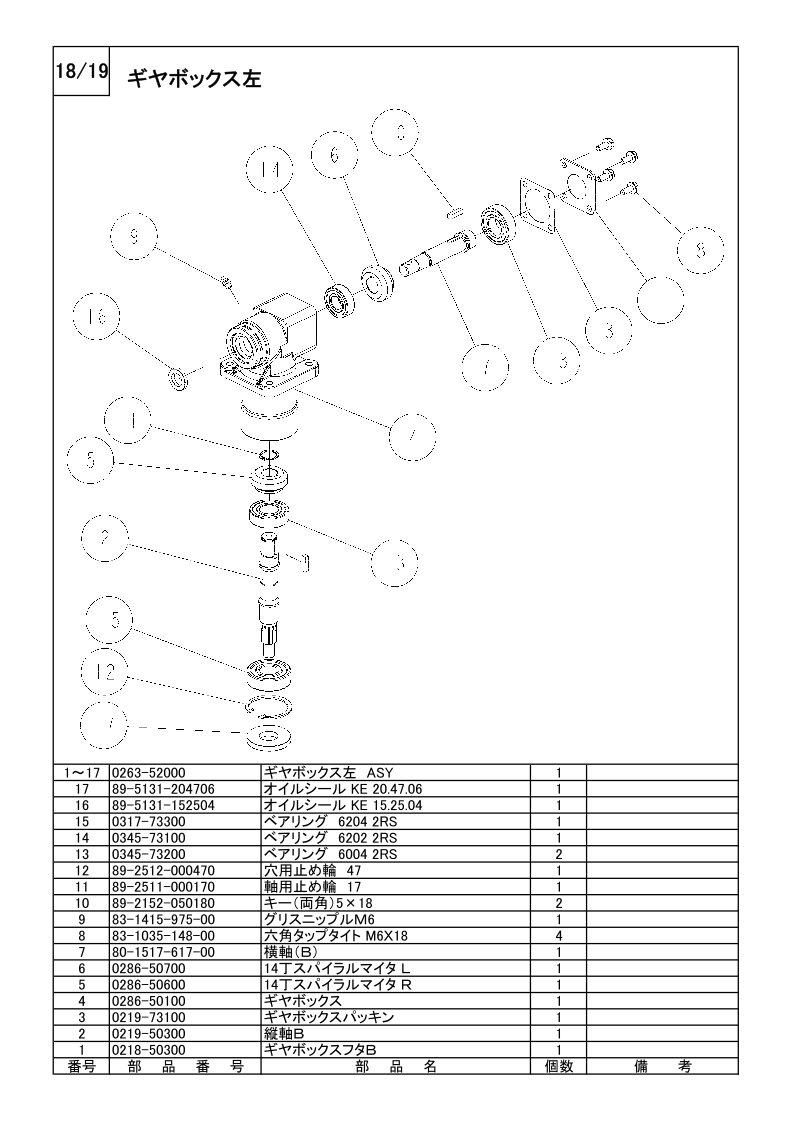 ギアボックス左