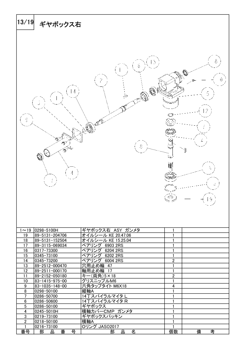 ギアボックス右