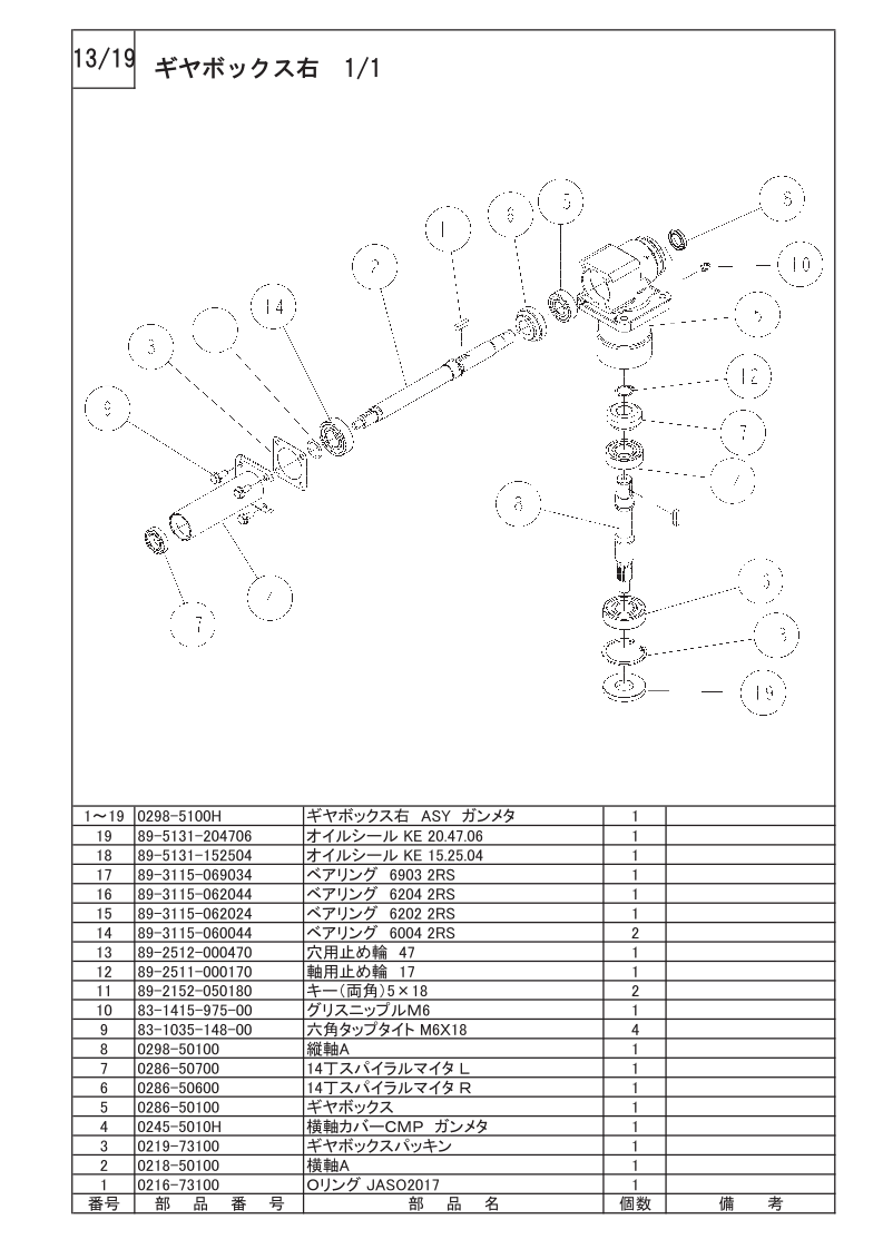 ギアボックス 1/1
