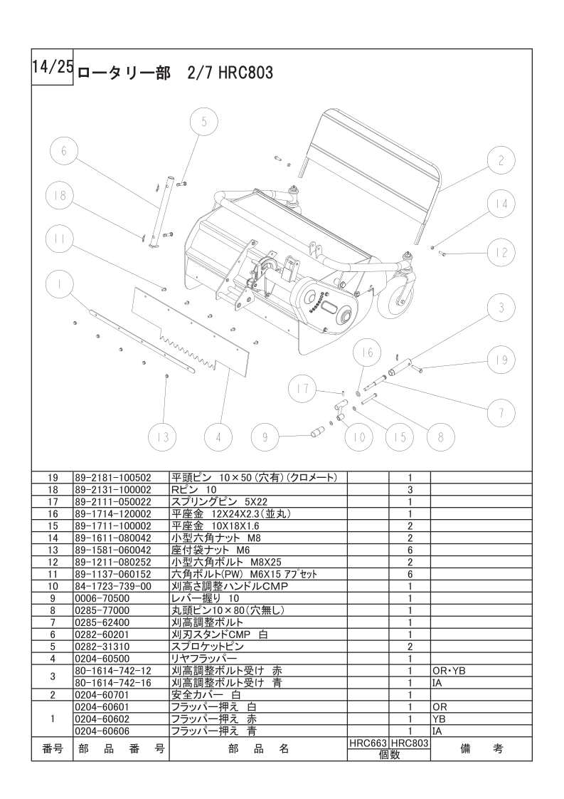 ロータリー部 2/7（HRC803）