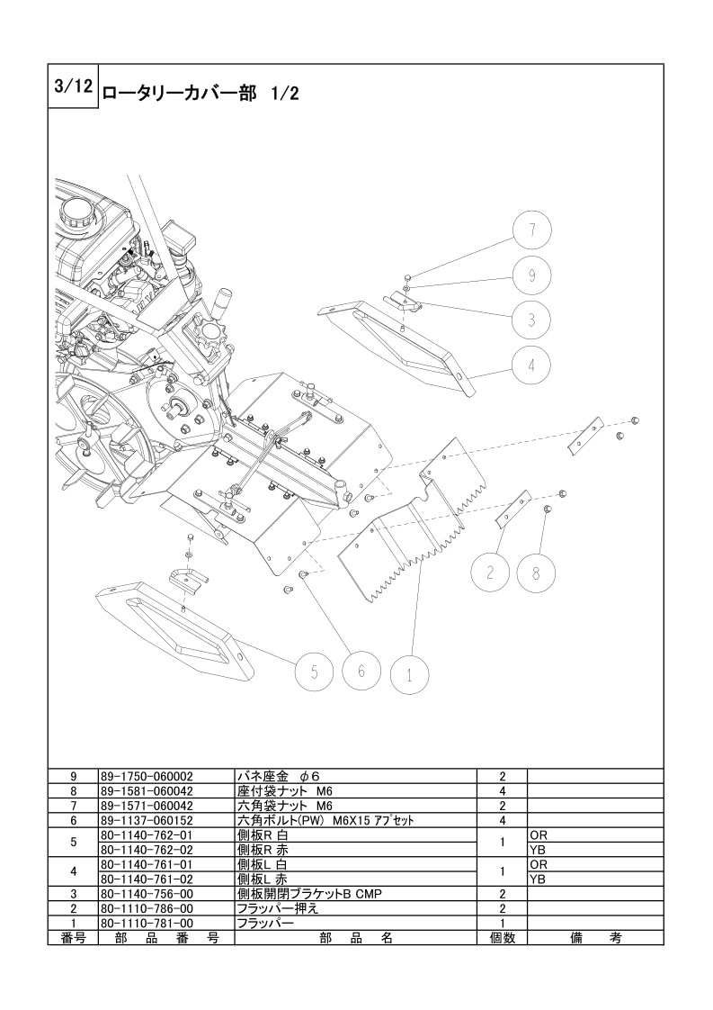 ロータリーカバー部 1/2