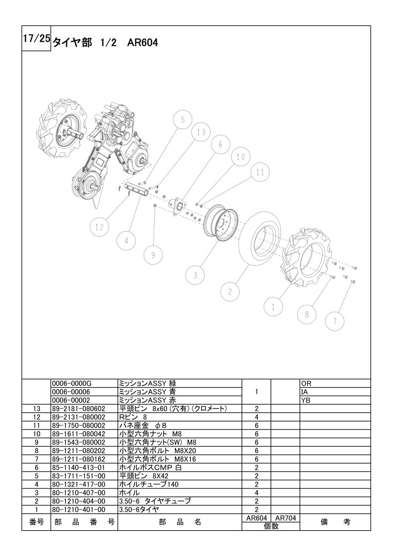 タイヤ部 1/2 AR604