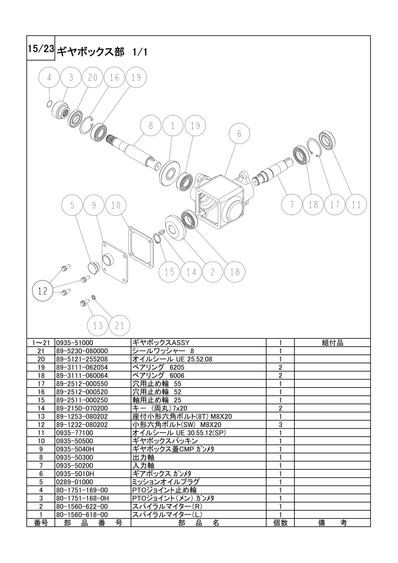 ギアボックス 1/1