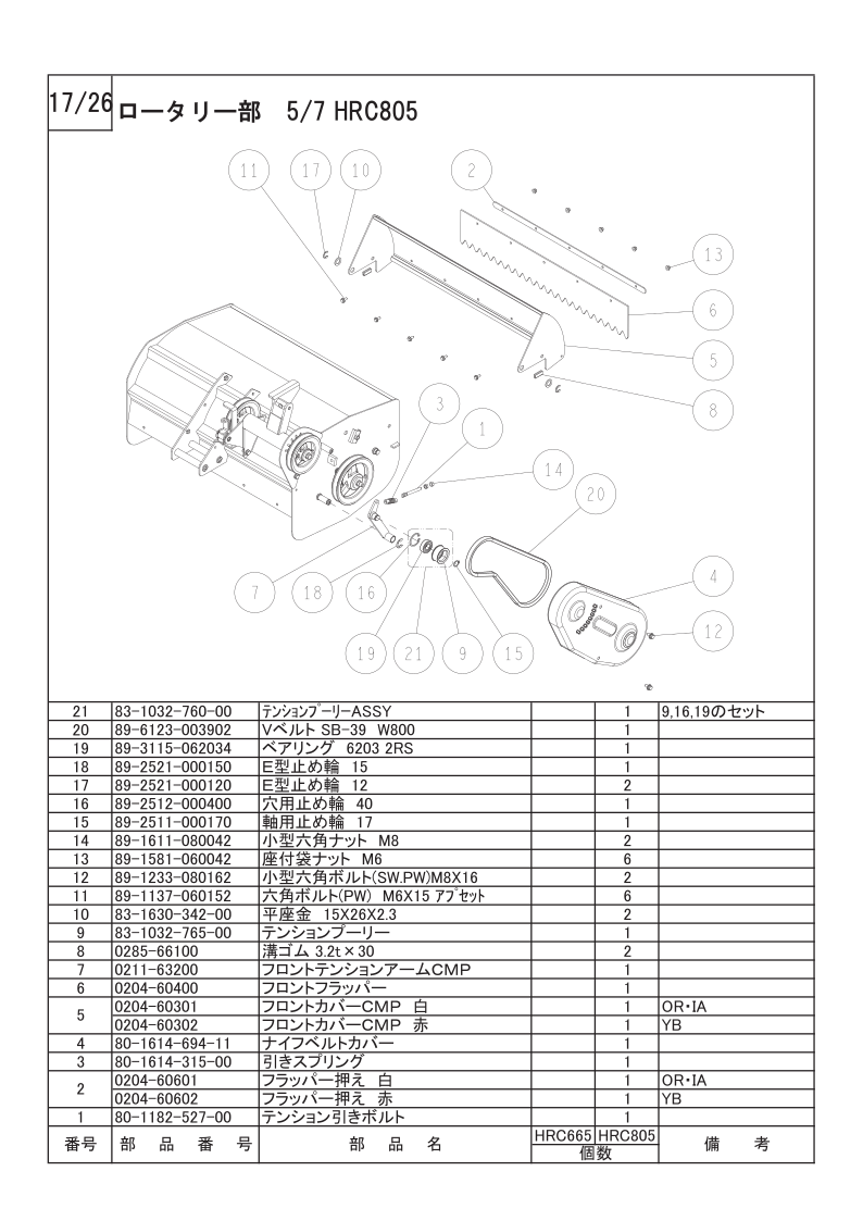 ロータリー部 5/7（HRC805）